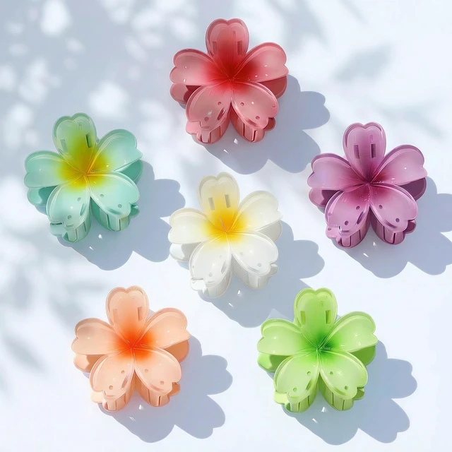 Alt view image 7 of 7 - 6 Pcs Flower Hair Claw Clips for Women & Girls Hair Accessories | Durable & Sturdy Plastic, Strong Hold Large Beach Clips for Thick & Curly Hair, Hawaiian Stylish Gifts for Ladies(Hawaiian)