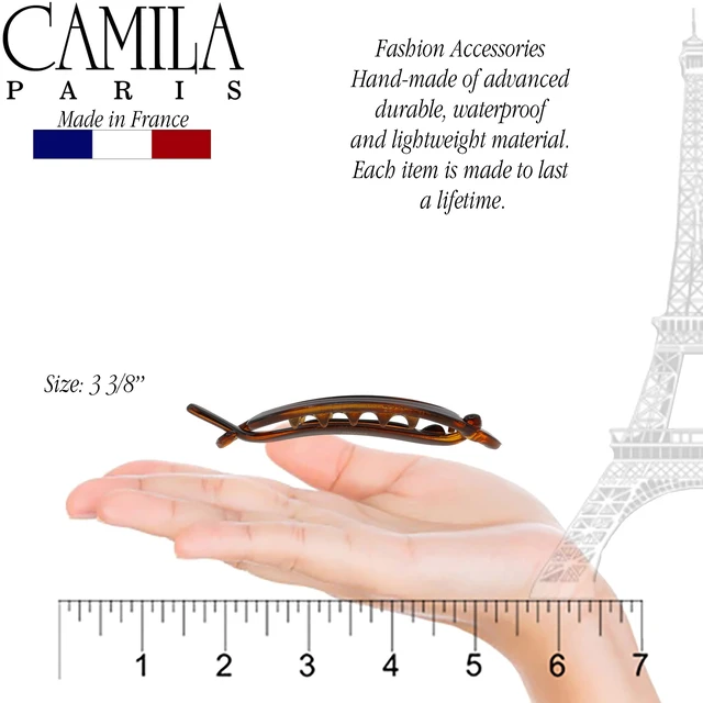 Alt view image 4 of 7 - Paris CP2316 French Hair Barrette Clip, Flexible Ponytail Holder No Metal Parts, Strong Hold Grip Hair Clips for Women, No Slip and Durable Styling Girls Hair Accessories, Made in France