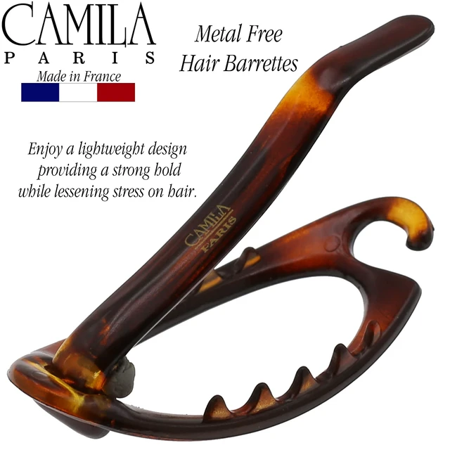 Alt view image 5 of 7 - Paris CP2316 French Hair Barrette Clip, Flexible Ponytail Holder No Metal Parts, Strong Hold Grip Hair Clips for Women, No Slip and Durable Styling Girls Hair Accessories, Made in France