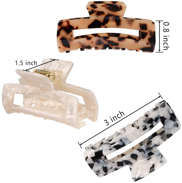 Alt view image 2 of 7 - Hair Claw Clips For Women Thick Thin Hair Updos, Tortoise Shell | 4 Pack Medium Cute Leopard Print Hair Clips, Premium Celluloid Acetate, Strong Non-Slip Grip, Long Curly Hair Accessories