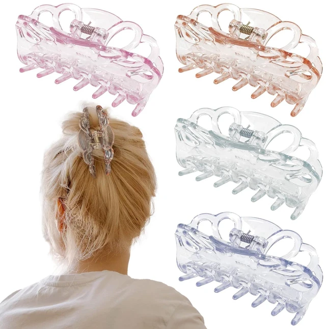 Main image of 4 Pack Clear Hair Clips for Women 3.5 Inch Butterfly Banana Clips, Non Slip Strong Hold Jaw Clamps, Transparent Hair Clips for Thick or Thin Hair
