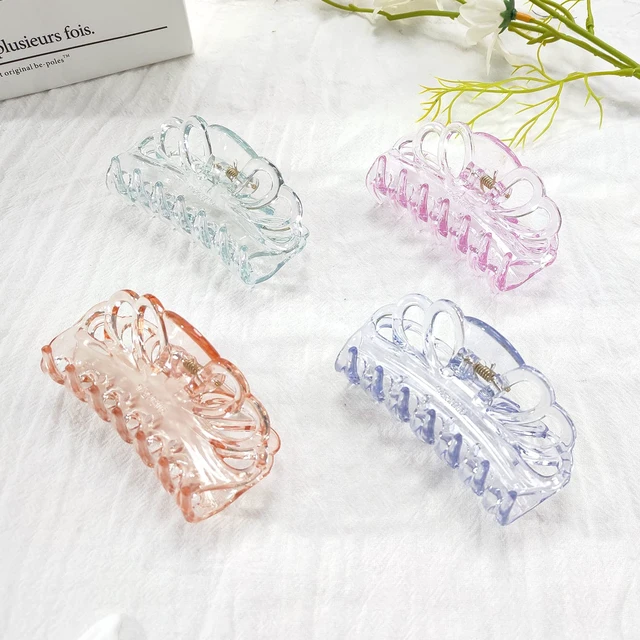 Alt view image 5 of 7 - 4 Pack Clear Hair Clips for Women 3.5 Inch Butterfly Banana Clips, Non Slip Strong Hold Jaw Clamps, Transparent Hair Clips for Thick or Thin Hair
