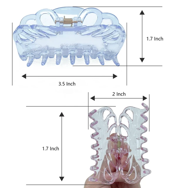 Alt view image 6 of 7 - 4 Pack Clear Hair Clips for Women 3.5 Inch Butterfly Banana Clips, Non Slip Strong Hold Jaw Clamps, Transparent Hair Clips for Thick or Thin Hair