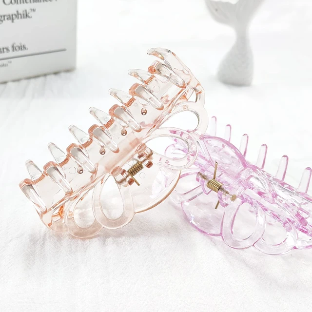 Alt view image 7 of 7 - 4 Pack Clear Hair Clips for Women 3.5 Inch Butterfly Banana Clips, Non Slip Strong Hold Jaw Clamps, Transparent Hair Clips for Thick or Thin Hair