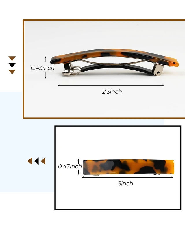 Alt view image 3 of 7 - Hair Barrettes, 8 Pcs 3 Inch Acetate Small Clips | French tortoise shell design, no-slip grip for fine, thin, or thick hair. Accessory for women and girls.