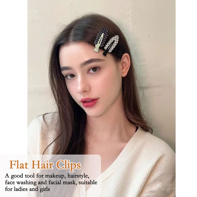 Alt view image 3 of 7 - 6 Pack Creaseless Hair Clips for Women - No Bend No Crease Hair Clips for Styling, Makeup, Washing Face, Bangs | Classic Polka Dot Flat No Dent Alligator Clips for Salon & Home (Black & White)