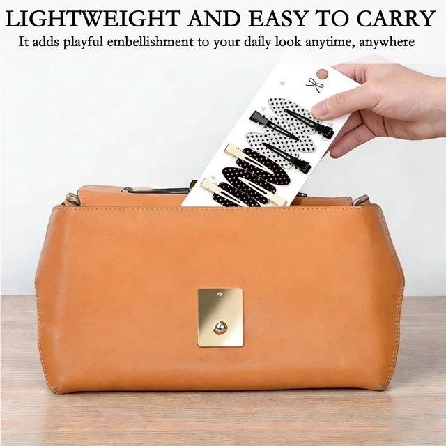 Alt view image 7 of 7 - 6 Pack Creaseless Hair Clips for Women - No Bend No Crease Hair Clips for Styling, Makeup, Washing Face, Bangs | Classic Polka Dot Flat No Dent Alligator Clips for Salon & Home (Black & White)