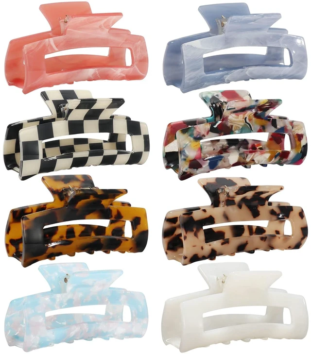 Main image of 3-inch Medium Acrylic Butterfly Hair Clips 8-Pack | Butterfly Hair Clips with Leopard Print, Non-Slip Strong Hold for Women and Girls