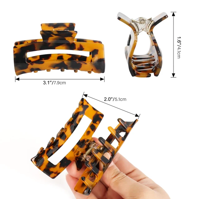Alt view image 2 of 7 - 3-inch Medium Acrylic Butterfly Hair Clips 8-Pack | Butterfly Hair Clips with Leopard Print, Non-Slip Strong Hold for Women and Girls