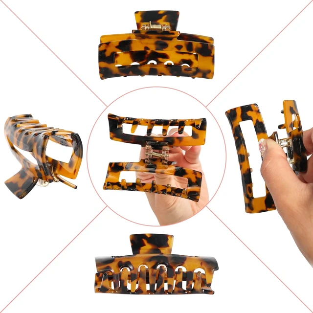 Alt view image 3 of 7 - 3-inch Medium Acrylic Butterfly Hair Clips 8-Pack | Butterfly Hair Clips with Leopard Print, Non-Slip Strong Hold for Women and Girls