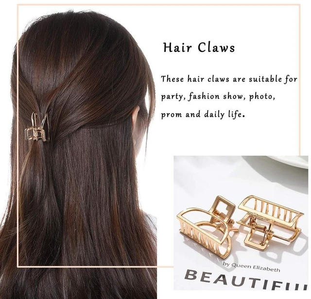 Alt view image 5 of 7 - Hair Claw Gold Hair Clips Mini Non Slip Claw Clips Hair Accessories Daily Party Gift for Women and Girls (2 PCS)