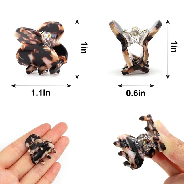 Alt view image 3 of 7 - Hair Clip, 6Pcs Small Hair Clips Mini Hair Claws Tortoise Shell Leopard Acrylic Hair Jaw Clips Clamps for Women Girls Thin Thick Hair
