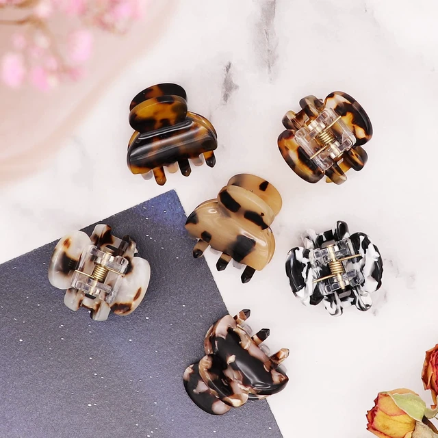 Alt view image 5 of 7 - Hair Clip, 6Pcs Small Hair Clips Mini Hair Claws Tortoise Shell Leopard Acrylic Hair Jaw Clips Clamps for Women Girls Thin Thick Hair