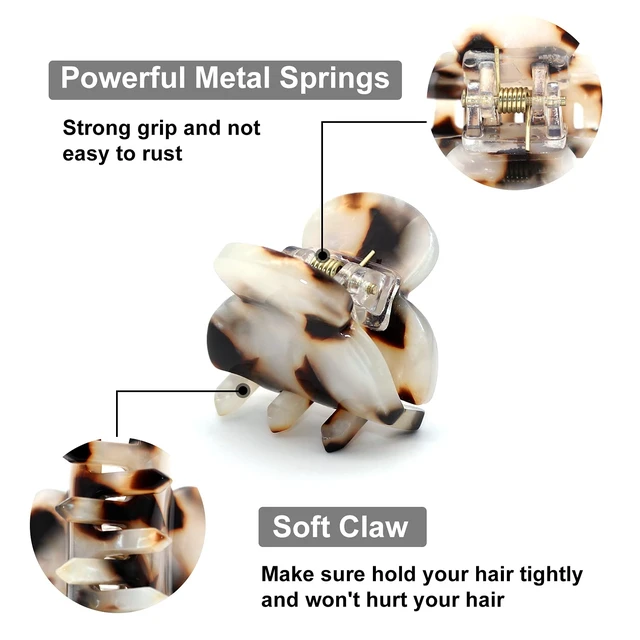 Alt view image 4 of 7 - Hair Clip, 6Pcs Small Hair Clips Mini Hair Claws Tortoise Shell Leopard Acrylic Hair Jaw Clips Clamps for Women Girls Thin Thick Hair