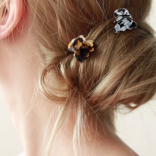 Alt view image 7 of 7 - Hair Clip, 6Pcs Small Hair Clips Mini Hair Claws Tortoise Shell Leopard Acrylic Hair Jaw Clips Clamps for Women Girls Thin Thick Hair
