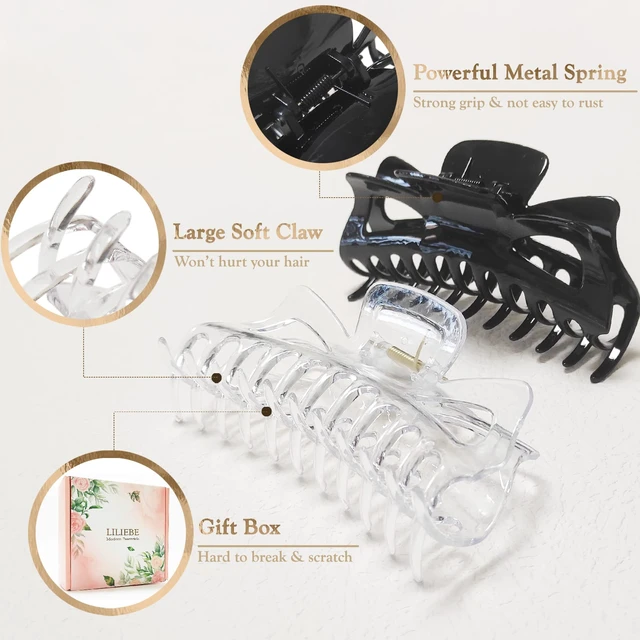 Alt view image 3 of 6 - 5.5 Large Hair Claw Clips, Big Hair Clips Enough to Hold Your Hair, Hair Clips for Women Thick Hair (Shiny-4pcs)