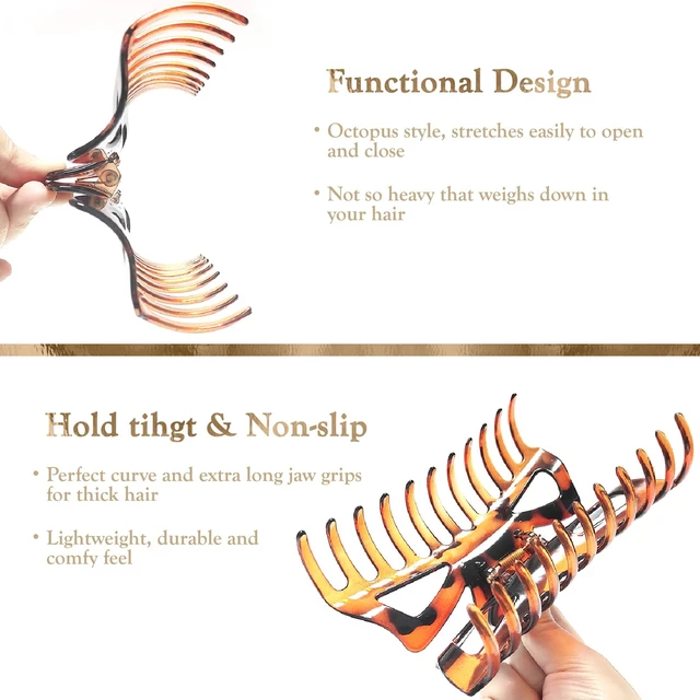 Alt view image 4 of 6 - 5.5 Large Hair Claw Clips, Big Hair Clips Enough to Hold Your Hair, Hair Clips for Women Thick Hair (Shiny-4pcs)