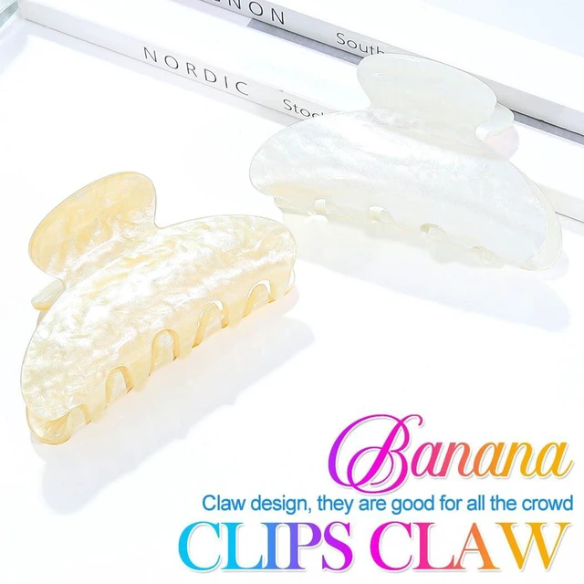Alt view image 2 of 7 - Acrylic Claw Clips White Hair Clips Medium Claw Clips Hair Accessories for Women and Girls (Pack of 2) (d-white&beige)