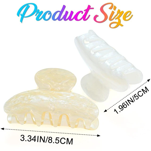 Alt view image 6 of 7 - Acrylic Claw Clips White Hair Clips Medium Claw Clips Hair Accessories for Women and Girls (Pack of 2) (d-white&beige)