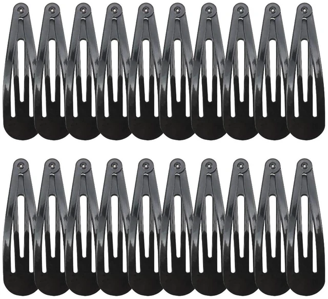 Main image of 20 Pieces Black Color 2.7'' Big Size No Slip Metal Snap Hair Clips Women Barrettes Large Hair Pins