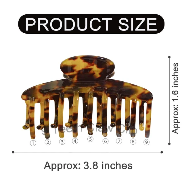 Alt view image 2 of 7 - Big Claw Hair Clips 3.8 Inch Tortoise Banana for Women Girls Thin Hair French Design Celluloid Leopard Print Strong Hold for Thick Hair, 2 Color Available (2 Packs)