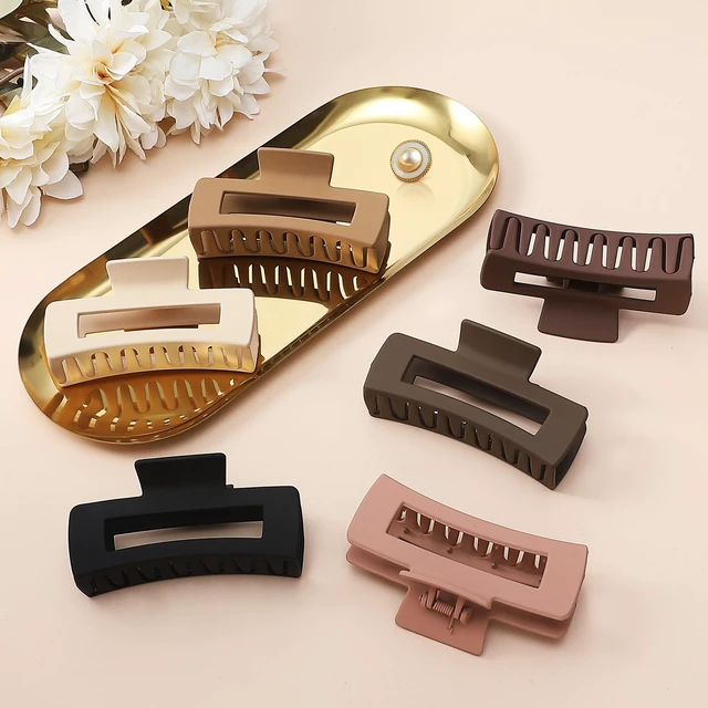 Alt view image 5 of 7 - 4 Inch Big Hair Claw Clips 6 Pcs Large Claw for Thick Hair Square Hair Clips for Women Rectangle Hair Clips Nonslip Acrylic Banana Jaw Clips Hair Accessories for Girls (Coffee)