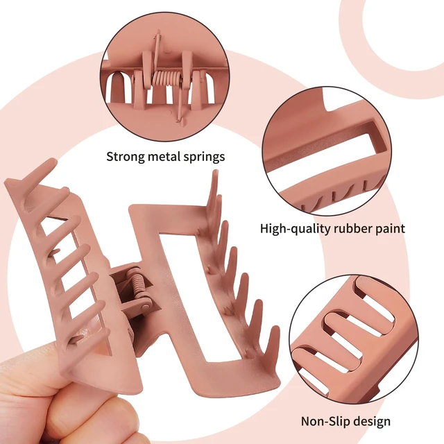 Alt view image 4 of 7 - 4 Inch Big Hair Claw Clips 6 Pcs Large Claw for Thick Hair Square Hair Clips for Women Rectangle Hair Clips Nonslip Acrylic Banana Jaw Clips Hair Accessories for Girls (Coffee)