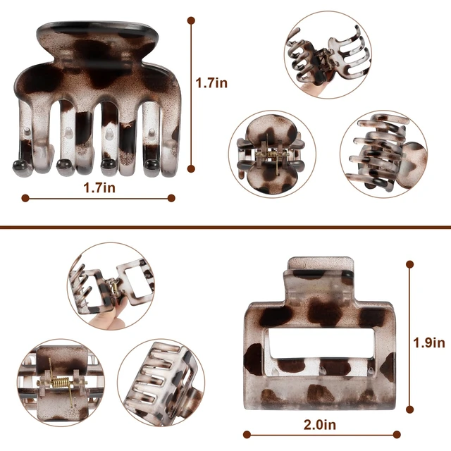 Alt view image 4 of 7 - Matte Hair Claw Clips for Thin Hair, 8 Pack, 2 Sizes, Transparent | 2 styles with rectangle and square designs, small and medium sizes, matte non-slip grip for women and girls with thin hair