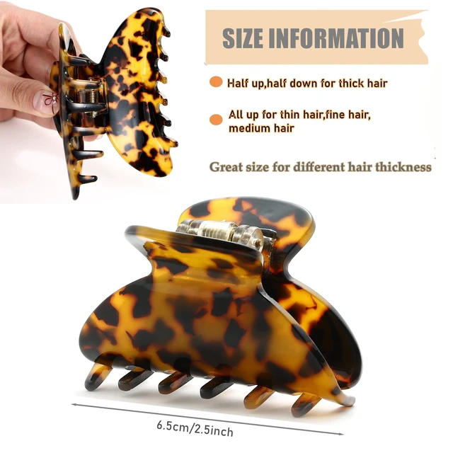 Alt view image 4 of 7 - 2Pcs Small Medium Hair Claw Clips for Women Tortoise Shell Claw Hair Clips for Thin Fine Medium Thick Hair