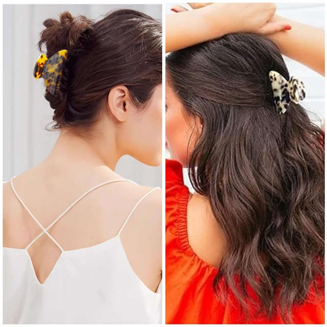 Alt view image 2 of 7 - 2Pcs Small Medium Hair Claw Clips for Women Tortoise Shell Claw Hair Clips for Thin Fine Medium Thick Hair