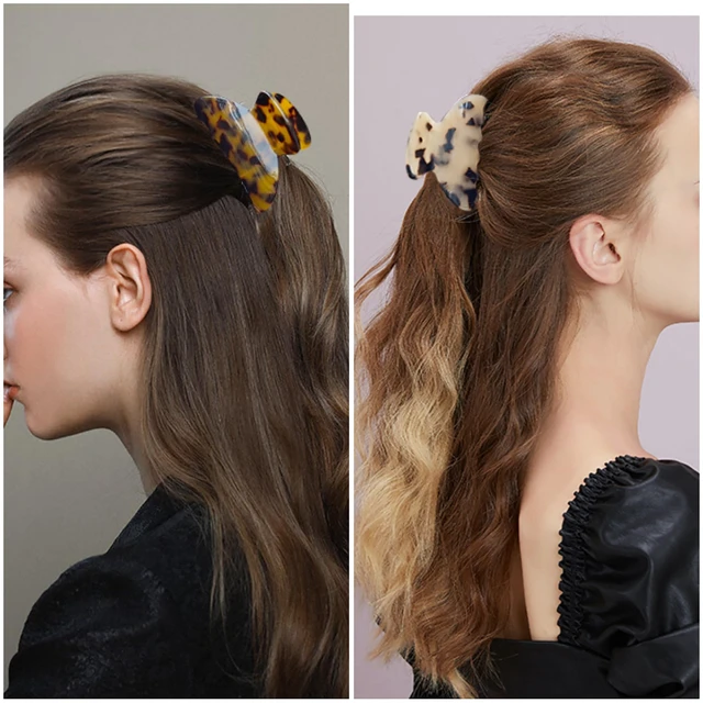 Alt view image 7 of 7 - 2Pcs Small Medium Hair Claw Clips for Women Tortoise Shell Claw Hair Clips for Thin Fine Medium Thick Hair