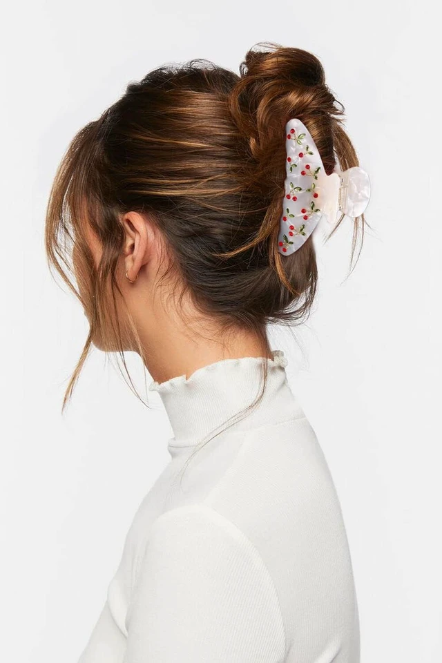 Alt view image 3 of 6 - Acrylic Hair Clips Claws For Women With The Rhinestone Pattern In Red Cherry Shape Hair Clip For Thick Hair Hair clips for styling sectioning 1PC