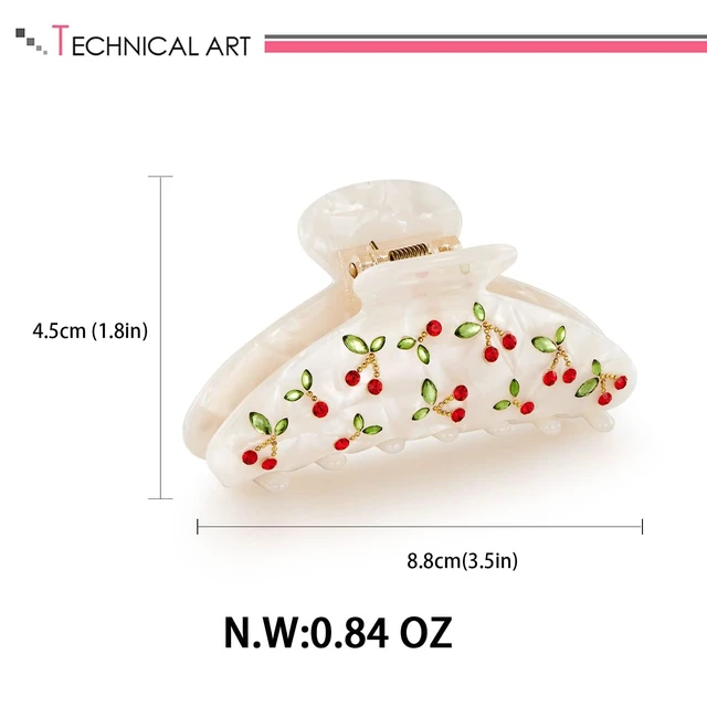 Alt view image 6 of 6 - Acrylic Hair Clips Claws For Women With The Rhinestone Pattern In Red Cherry Shape Hair Clip For Thick Hair Hair clips for styling sectioning 1PC