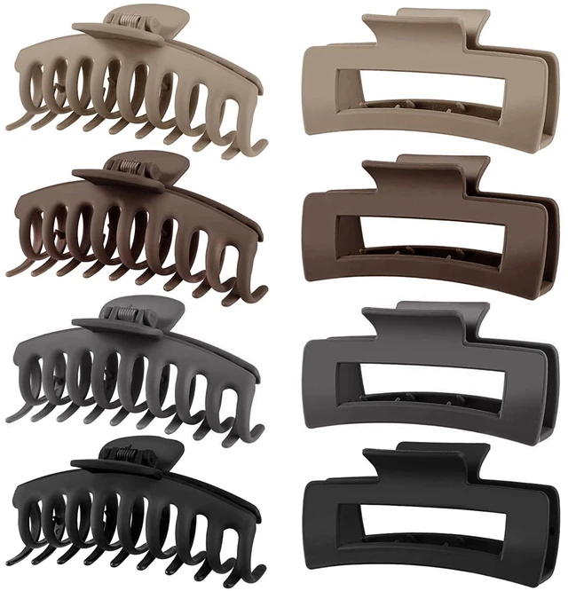 Main image of Big Hair Claw Clips for Women Large Claw Clip for Thin Thick Curly Hair 90's Strong Hold 4.33 Inch Nonslip Matte Hair Clips (8 Pcs) Brown