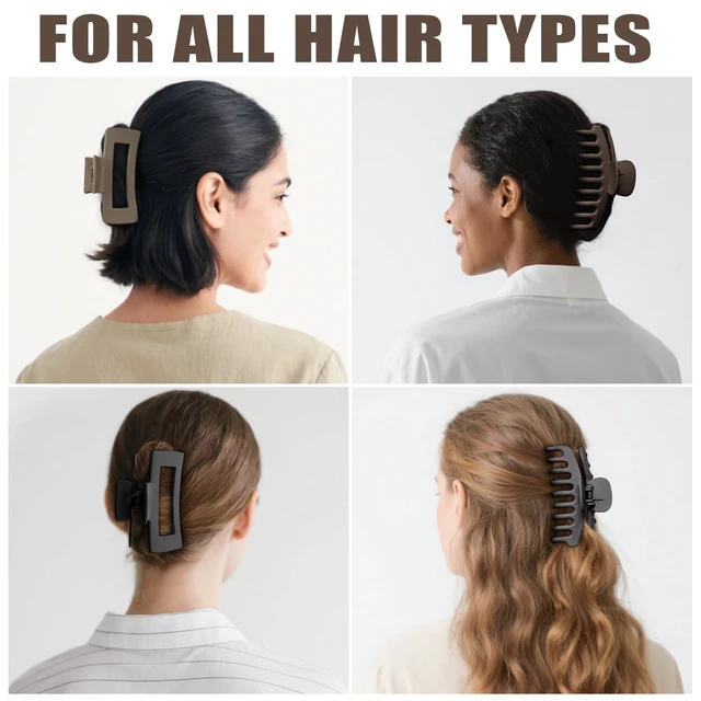 Alt view image 7 of 7 - Big Hair Claw Clips for Women Large Claw Clip for Thin Thick Curly Hair 90's Strong Hold 4.33 Inch Nonslip Matte Hair Clips (8 Pcs) Brown