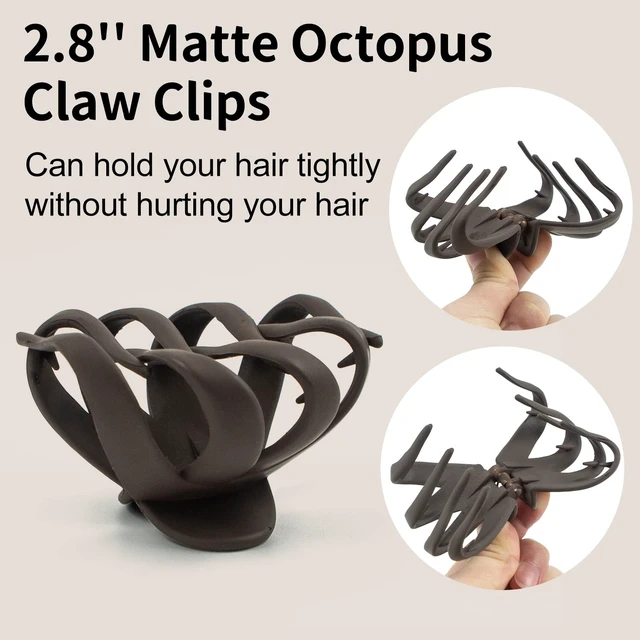 Alt view image 4 of 7 - 2.8 Inch Medium Octopus Hair Clips for Women, Matte Claw Clips for Thin Hair, Strong Hold Non-slip Spider Octopus Clip for Fine Hair Jaw Clips