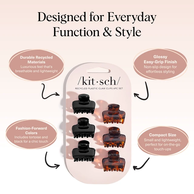 Alt view image 4 of 7 - Small Hair Clips for Women - Black & Tortoise, 6 Pcs | Stays In Place Without Pulling or Snagging, Durable & Sturdy Plastic Small Hair Clips For Bangs, Stylish Hair Accessories