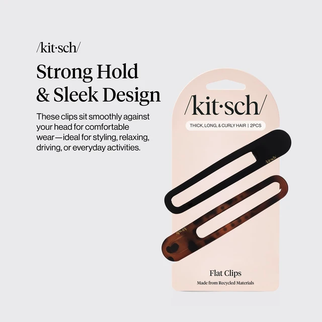 Alt view image 2 of 7 - Flat Hair Clips for Women - Black & Tortoise, 2pcs | Strong Hold, No Slip Grip Flat Claw Clips Sleek Curved Design For Comfortable Look Hair Accessories For Girls