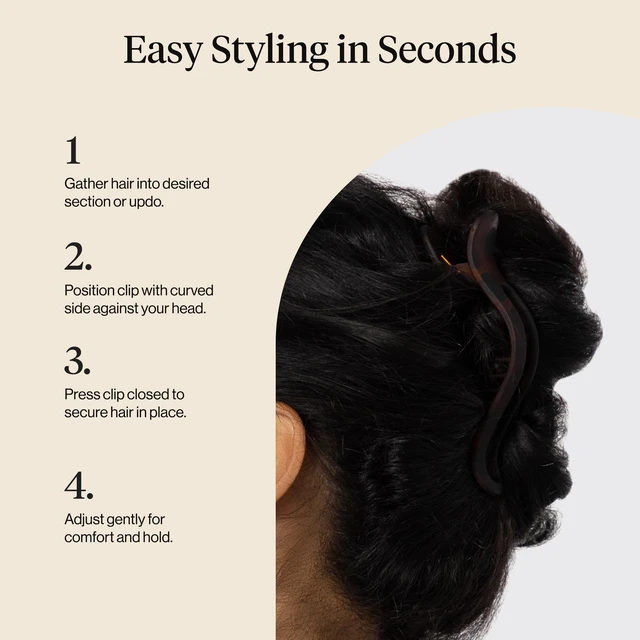 Alt view image 5 of 7 - Flat Hair Clips for Women - Black & Tortoise, 2pcs | Strong Hold, No Slip Grip Flat Claw Clips Sleek Curved Design For Comfortable Look Hair Accessories For Girls
