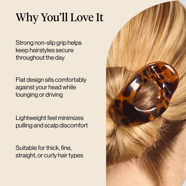 Alt view image 3 of 6 - Medium Flat Claw Clip for Women - Tortoise, 1pc | Durable & Strong Hold Flat Hair Clips For Styling, Half Updo | Non-Slip for Secure, Comfortable Wear, For All Hair Types