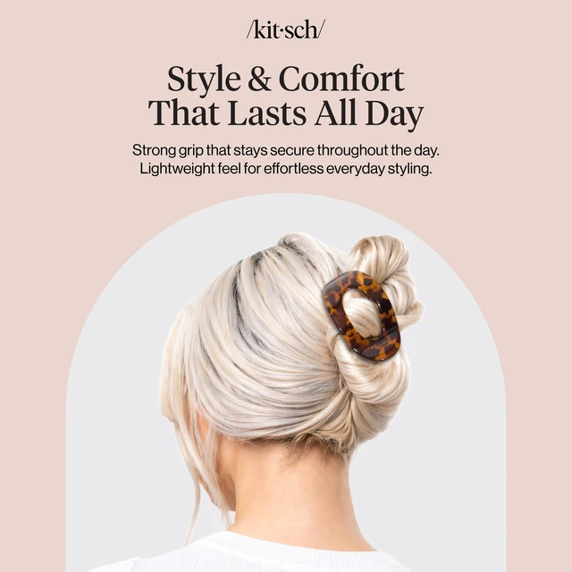 Alt view image 6 of 6 - Medium Flat Claw Clip for Women - Tortoise, 1pc | Durable & Strong Hold Flat Hair Clips For Styling, Half Updo | Non-Slip for Secure, Comfortable Wear, For All Hair Types
