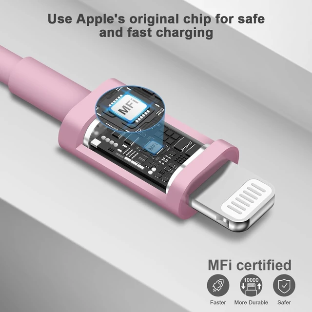 Alt view image 3 of 7 - 14 13 12 Fast Charger 20W PD USB C Wall Charger with 6FT Fast Charging Cable for iPhone 14/14 Pro/14 Pro Max/14 Plus/13/12/11/Pro/Pro Max/Mini/Xs Max/X, iPad - Pink