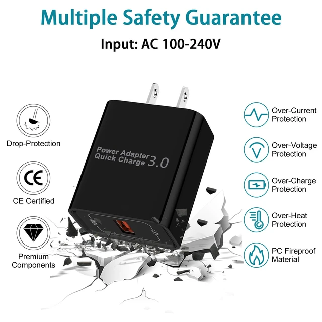 Alt view image 6 of 7 - Fast Charger 3.0 Wall Charger for Samsung Galaxy A32 A52 A17 S26 S25 A16 A51 A71 S21 A14 A13 A11 A20 A50 A12 S24 S23 S22 Ultra 5G S20 A15 Note 20 S10 S9,LG,Adaptive Block Cube+USB Type C Cable Cord