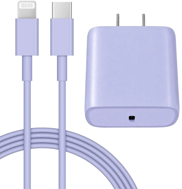 Main image of iPhone 14 13 12 Fast Charger 20W PD USB C Wall Charger with 6FT Fast Charging Cable for iPhone 14/14 Pro/14 Pro Max/14 Plus/13/12/11/Pro/Pro Max/Mini/Xs Max/X, iPad - Purple
