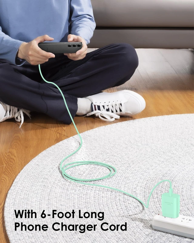 Alt view image 7 of 7 - USB C Charger 25W Type C Charger Fast Charging Android Charger Block | for Galaxy S26 Ultra/S26/S26+/S25 Ultra/S25/24 Ultra/S24/S23 Ultra/S22 Ultra with 6 FT Long Phone Charger USB C Cord-Green