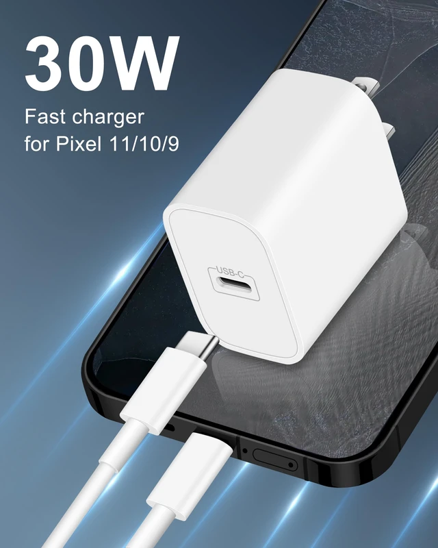 Alt view image 2 of 7 - 30W USB C Fast Charger for Google Pixel 11/11 Pro XL/Fold/10/9/8/7/6 Pro XL | 30 Watt Type C Super Fast Wall Charger Block, Pixel Phone Fast Charging Brick Accessories,with 6FT USB-C Charging Cable