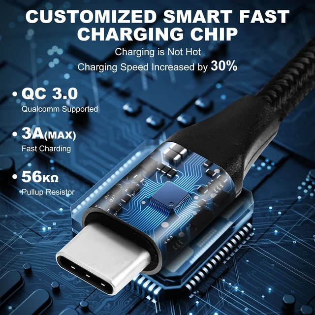 Alt view image 3 of 6 - USB C to USB C Cable 60W 3-Pack 3ft/6ft/6ft, Type C Nylon Braided Charging Cord for 17 16 15 Plus, Pro Max,iPad, MacBook, Galaxy S25 S24 23, Switch, and More