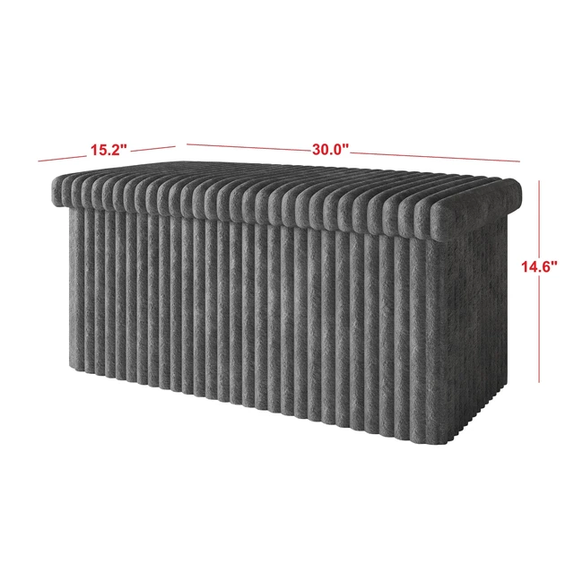 Alt view image 4 of 7 - HMD Florence 30" Upholstered Storage Bench with Folding Design, Hidden Storage & Cushioned Seat