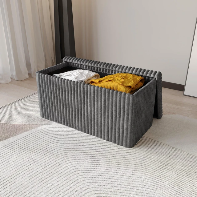 Alt view image 2 of 7 - HMD Florence 30" Upholstered Storage Bench with Folding Design, Hidden Storage & Cushioned Seat