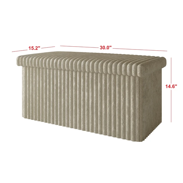 Alt view image 5 of 6 - HMD Florence 30" Upholstered Storage Bench with Folding Design, Hidden Storage & Cushioned Seat Light Beige